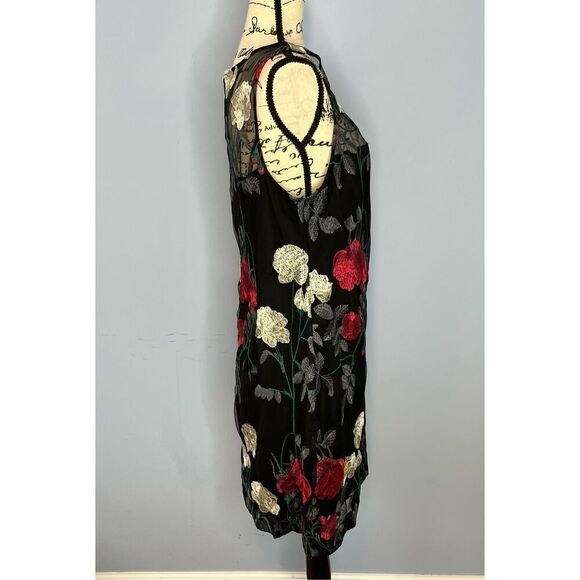 BRAND NEW - Vince Camuto Women’s Floral Mesh Embroidered Lined Dress Black Multi - Picture 5 of 11